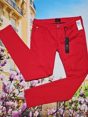 Celebrity Pink Red Stretch Skinny Jeans Size 27 New